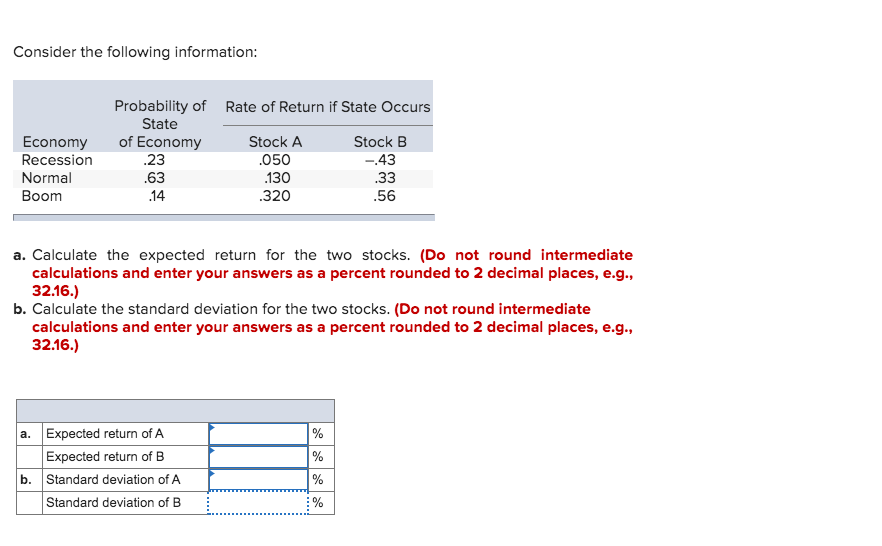 Solved Consider the following information: Economy Recession | Chegg.com