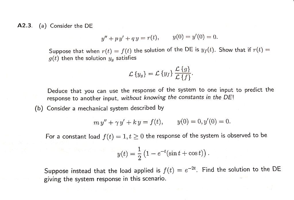 Solved 3 A Consider The De Y Py Qy R T Y 0 Chegg Com