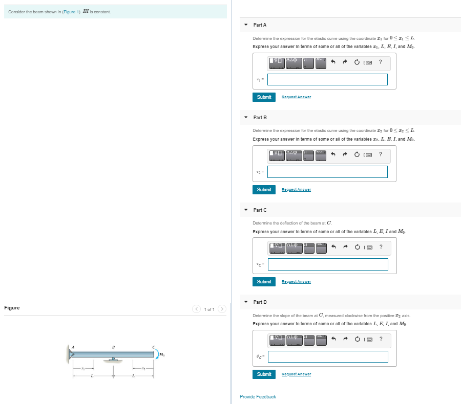 Solved Consider the beam shown in (Figure 1). El is | Chegg.com