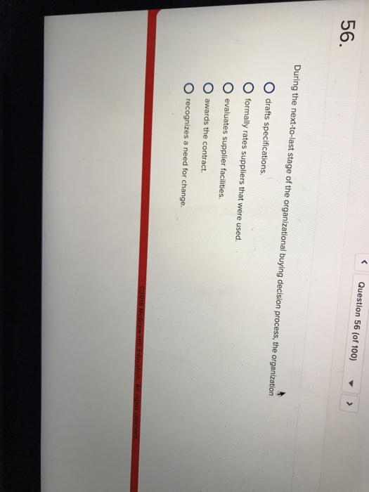 Solved Question 56 (of 100) 56. During the next-to-last | Chegg.com