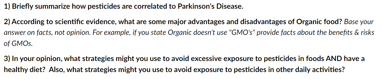 Solved 1) Briefly summarize how pesticides are correlated to | Chegg.com