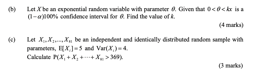 Solved (b) Let X be an exponential random variable with | Chegg.com