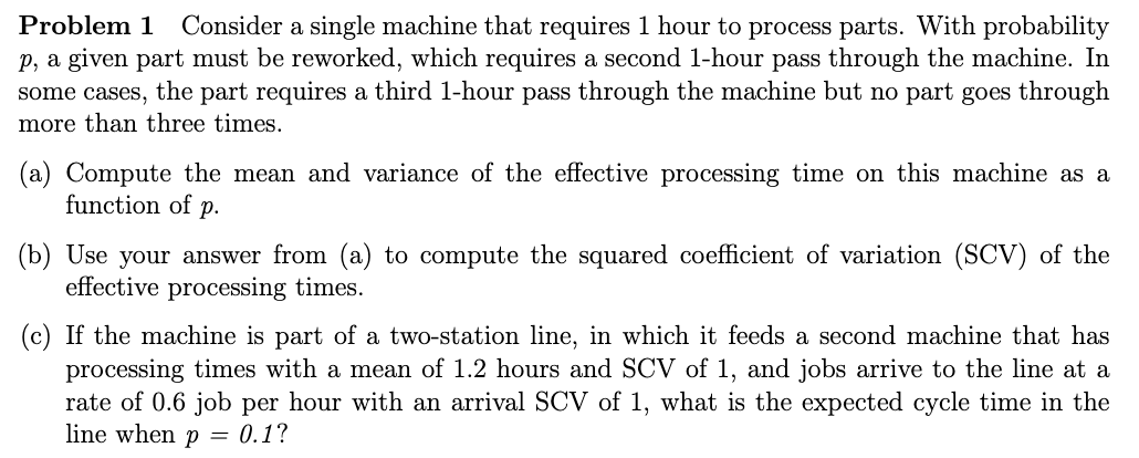 Solved Problem 1 Consider a single machine that requires 1 | Chegg.com