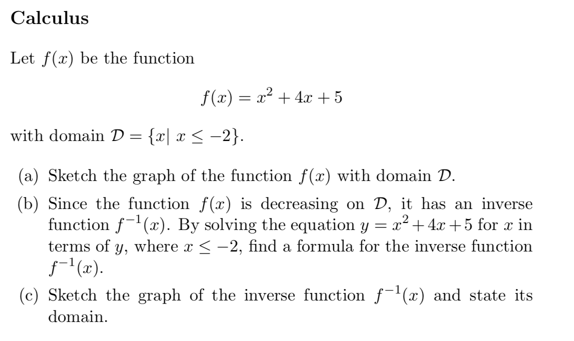 Solved Let F X Be The Function F X X2 4x 5 With Domain D Chegg Com