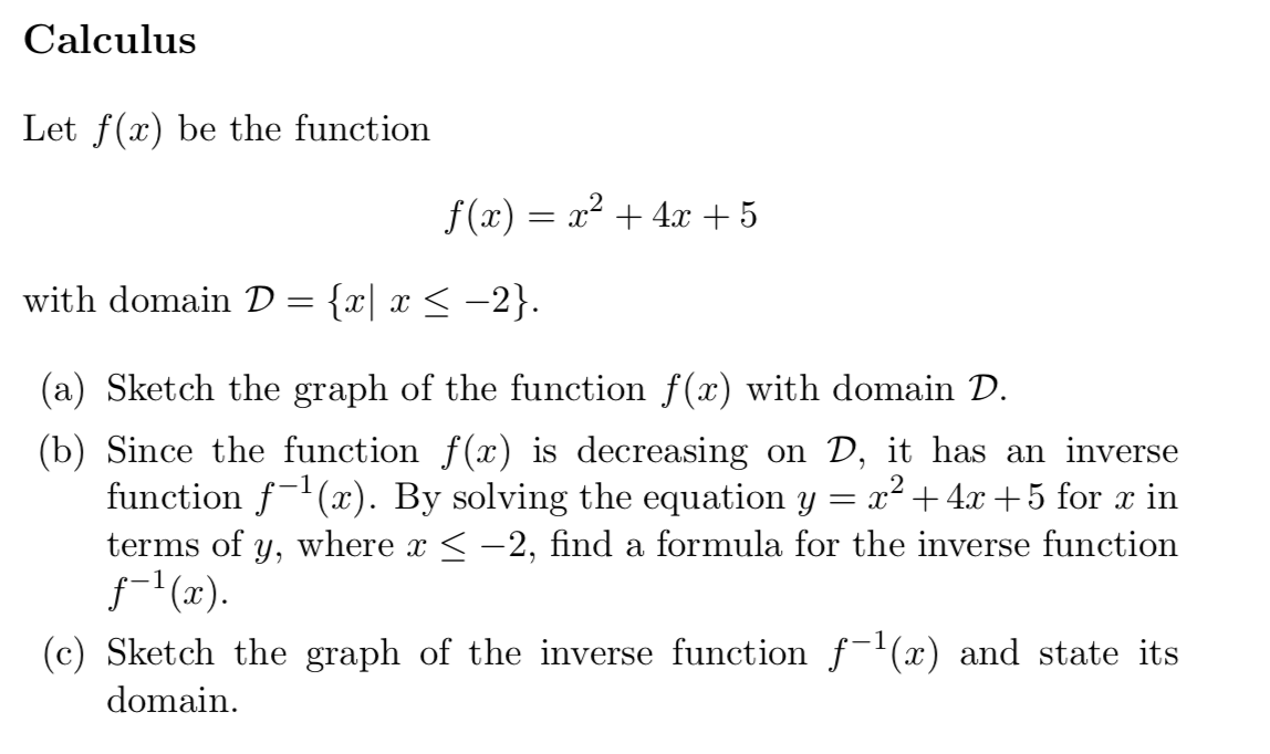 Let F X Be The Function F X X2 4x 5 With Domain D Chegg Com