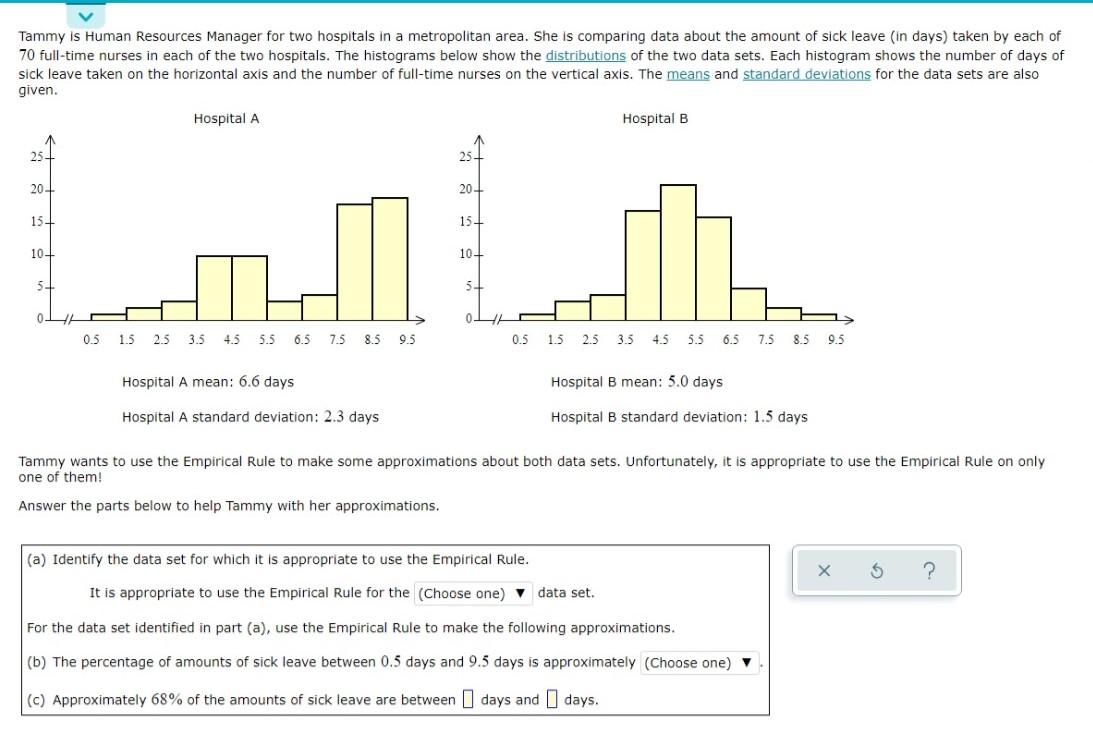 Solved Choices 1) Hospital A Or Hospital B 2) 68%, 75%, 95% | Chegg.com