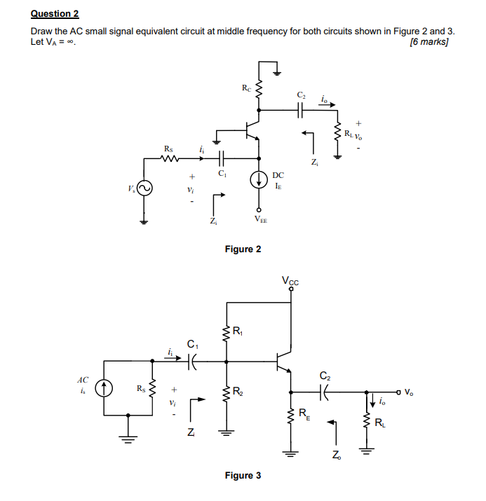 Solved Question 2 Draw the AC small signal equivalent | Chegg.com