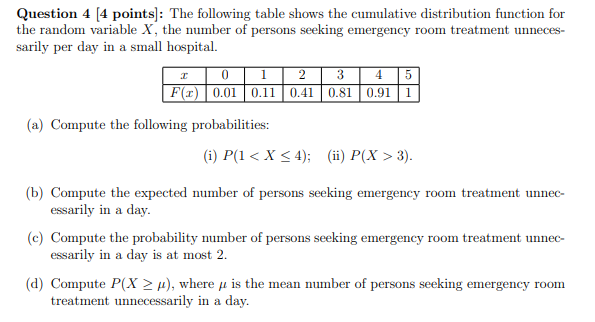 Solved 3 Question 4 (4 points]: The following table shows | Chegg.com