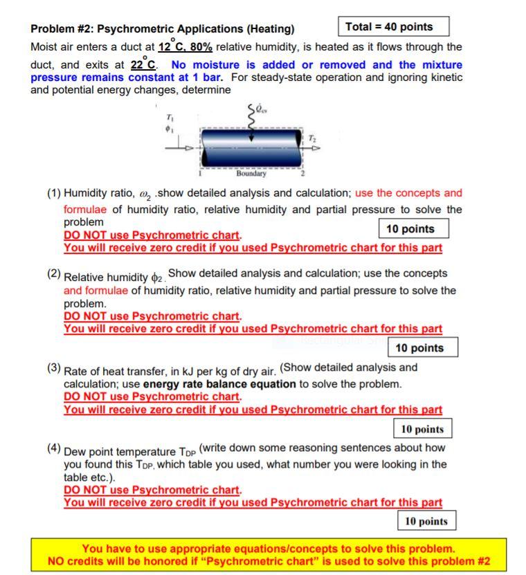 Solved Problem #2: Psychrometric Applications (Heating) | Chegg.com