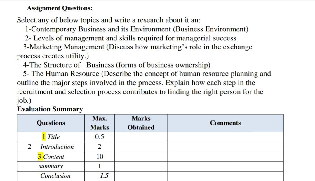 Solved Assignment Questions: Select any of below topics and | Chegg.com