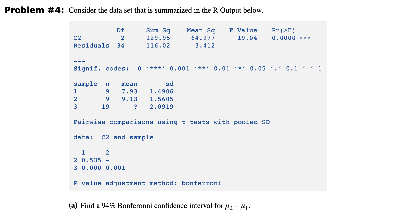 Solved Problem #4: Consider The Data Set That Is Summarized | Chegg.com