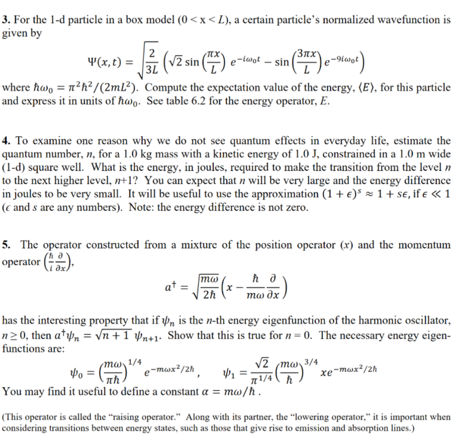 Solved 3. For the 1-d particle in a box model (0 | Chegg.com