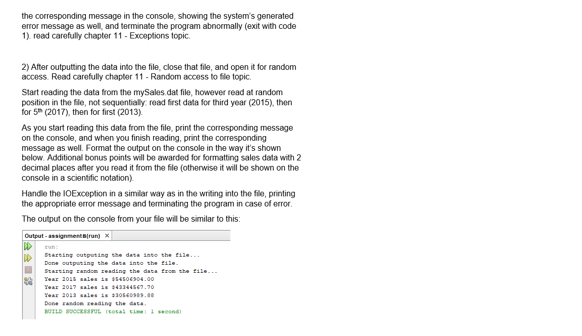 Solved You will create a Java program that writes sales data | Chegg.com
