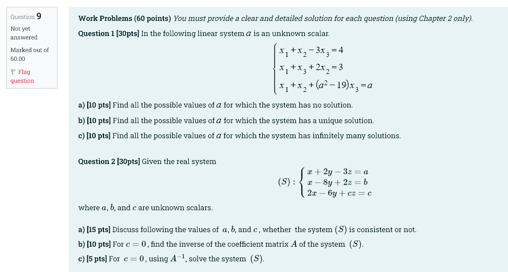 Solved Work Problems ( 60 points) You must provide a clear | Chegg.com