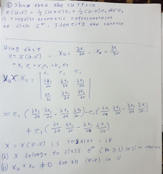 Solved Show That The Surface X U V 1 2 U V E1 Chegg Com