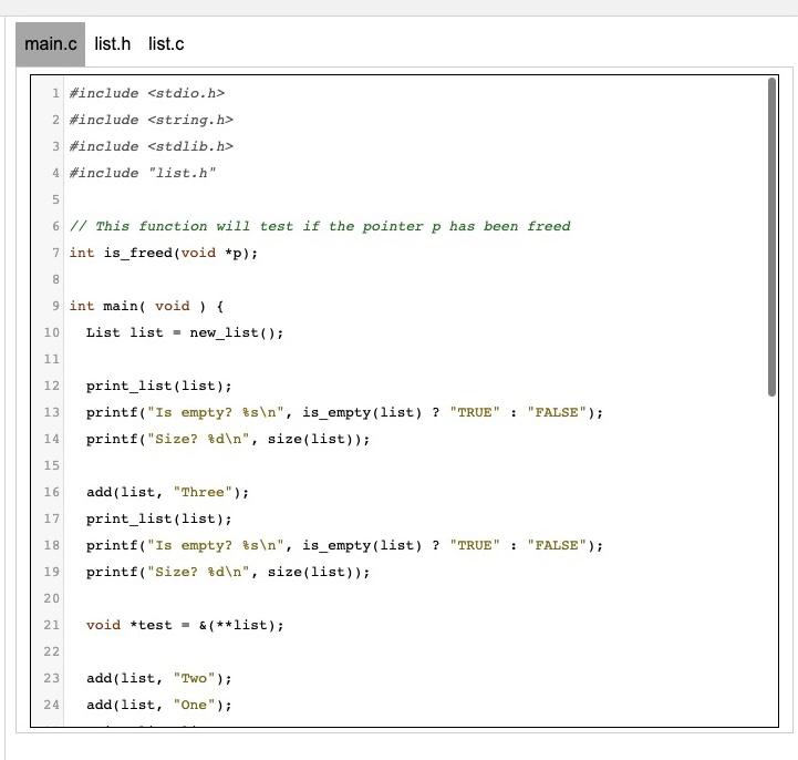 Solved Implement a Linked List in C. This is part 10 in a | Chegg.com