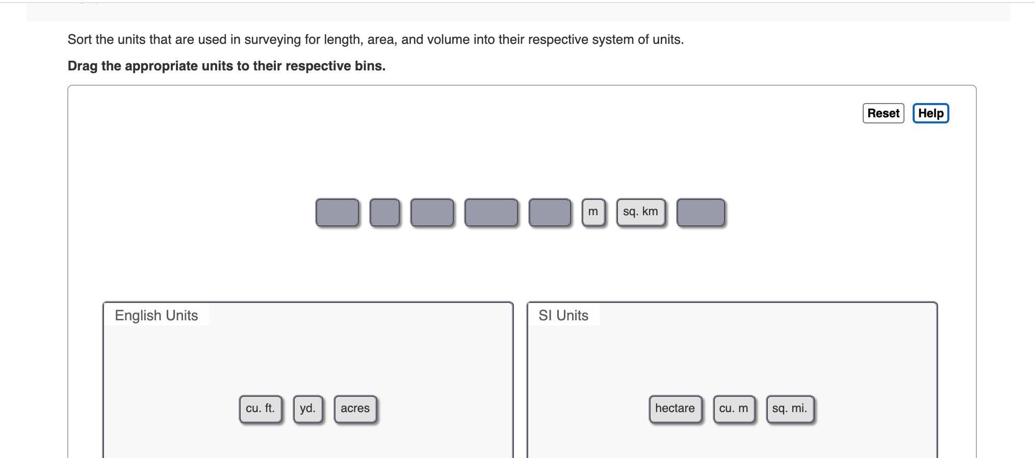 Solved Sort the units that are used in surveying for length 