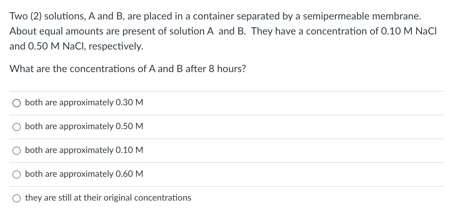 Solved Two (2) Solutions, A And B, Are Placed In A Container | Chegg.com