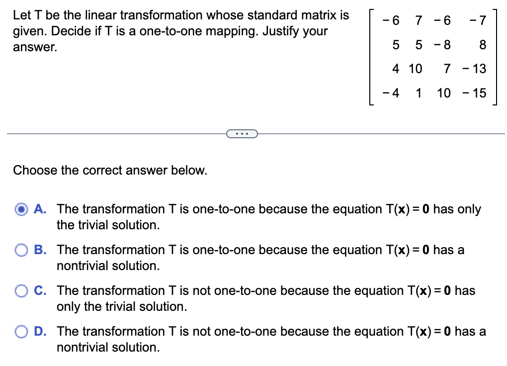 Solved Let T Be The Linear Transformation Whose Standard | Chegg.com