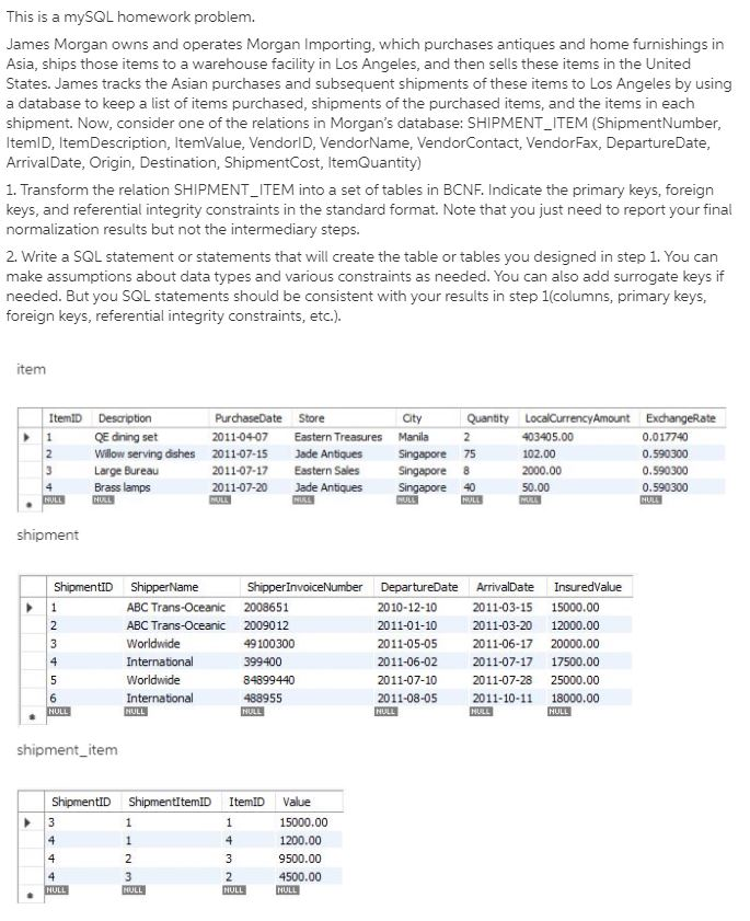 This is a mySQL homework problem. James Morgan owns | Chegg.com