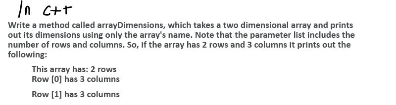 Solved Write a method called arrayDimensions, which takes a | Chegg.com