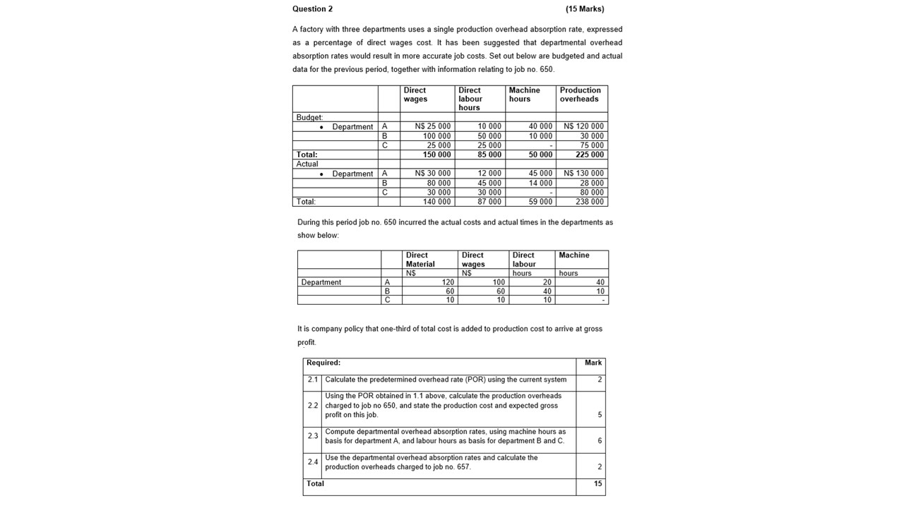 Solved Question 2 (15 Marks) A factory with three