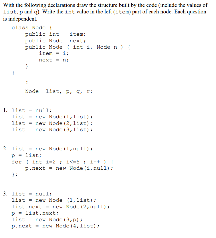 Solved With the following declarations draw the structure | Chegg.com