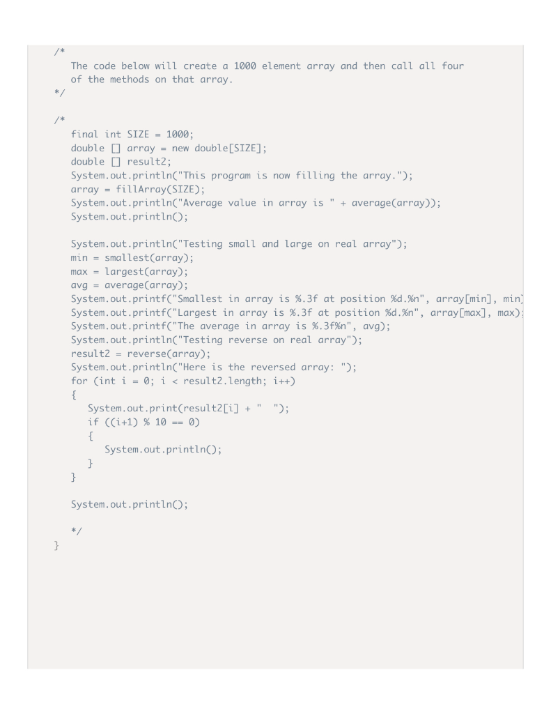 Solved Problem: 1-D Arrays And Passing Arrays To Methods For | Chegg.com