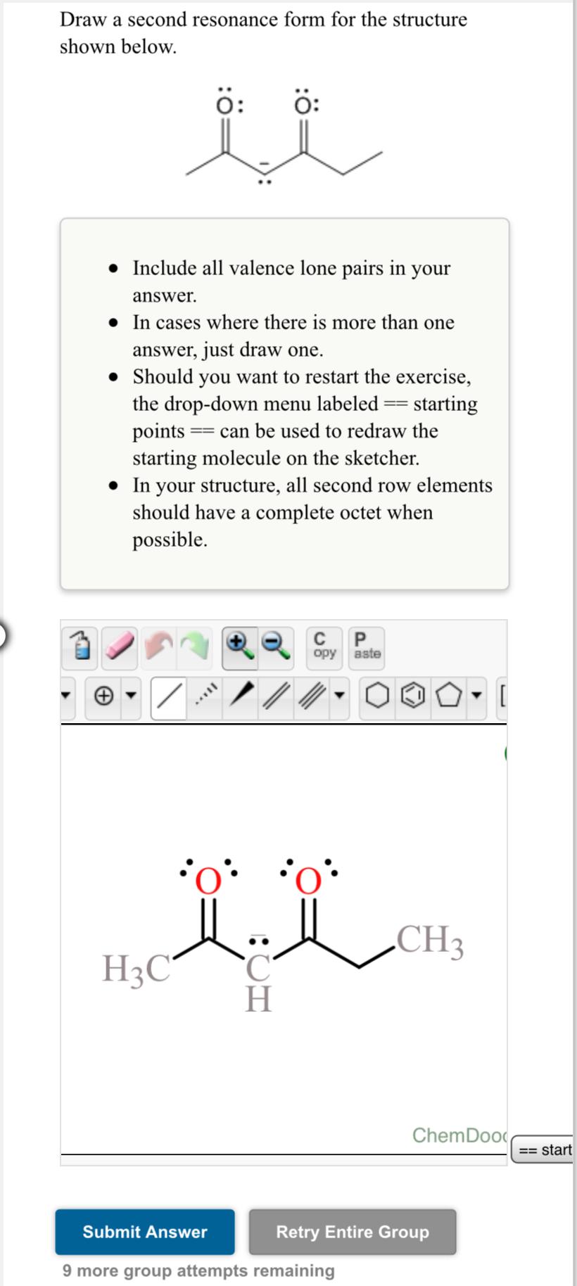 Solved Draw a second resonance form for the structure shown | Chegg.com