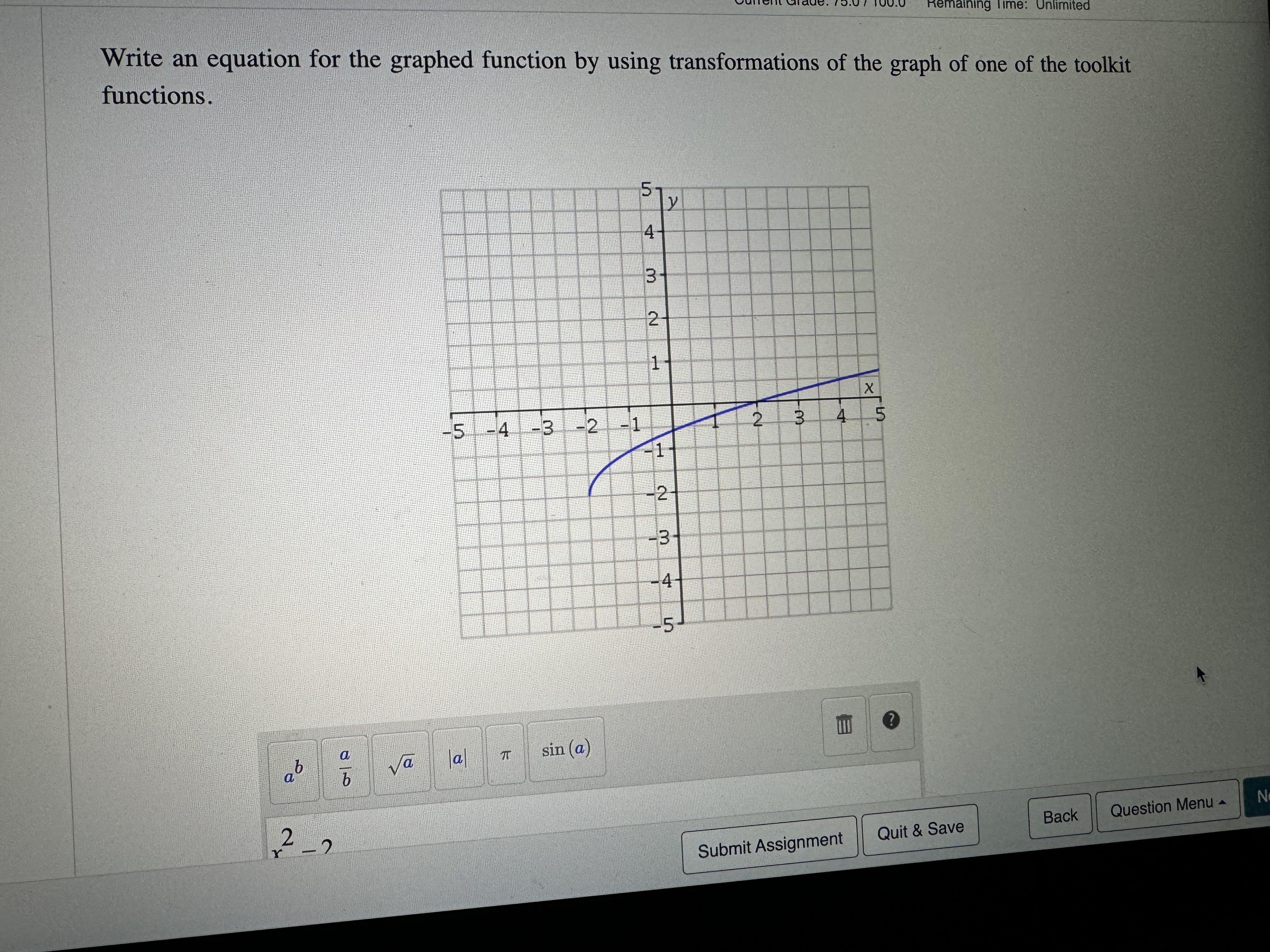Solved Write an equation for the graphed function by using | Chegg.com