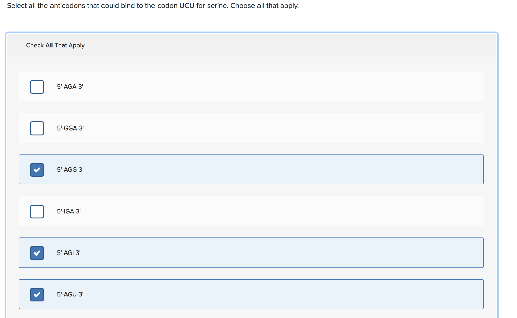 Solved The answer is not AGA, AGG, AGU apparently. Option | Chegg.com