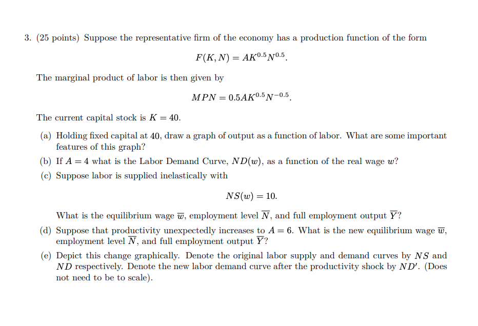 Solved = 3. (25 points) Suppose the representative firm of | Chegg.com