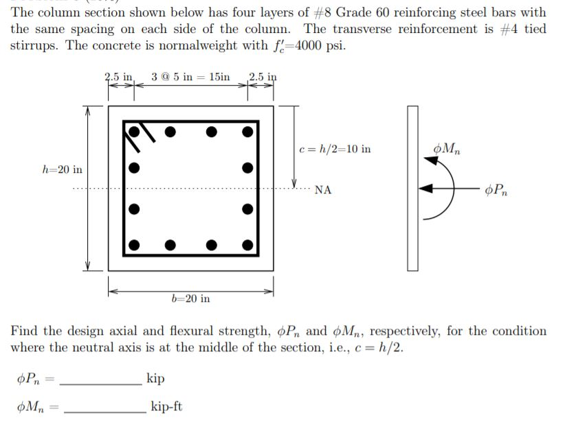 Solved The column section shown below has four layers of #8 | Chegg.com