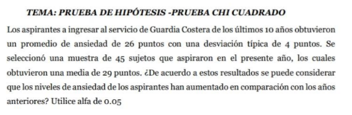 TEMA: PRUEBA DE HIPÓTESIS-PRUEBA CHI CUADRADO Los aspirantes a ingresar al servicio de Guardia Costera de los últimos 10 años