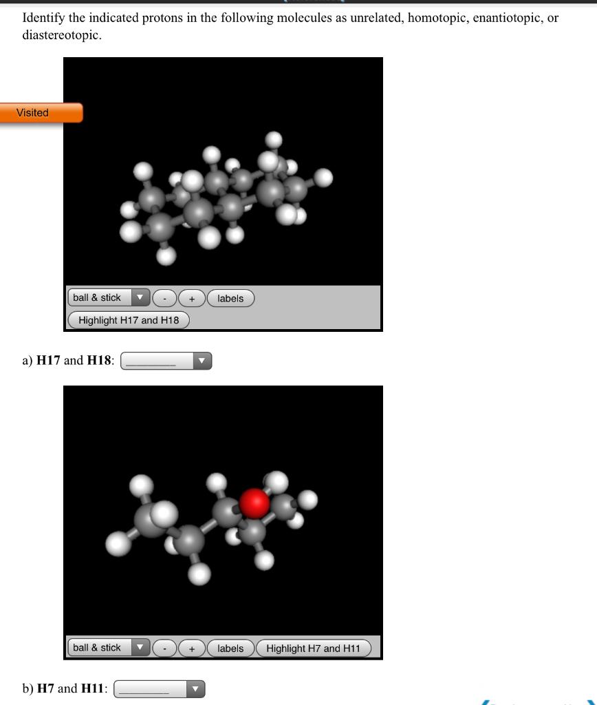 Identify the indicated protons in the following | Chegg.com