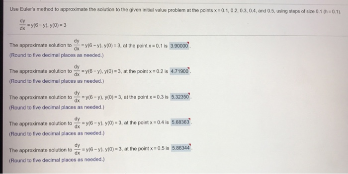 Solved Use Eulers Method To Approximate The Solution To The 0871