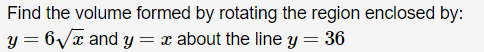 Solved Find the volume formed by rotating the region | Chegg.com