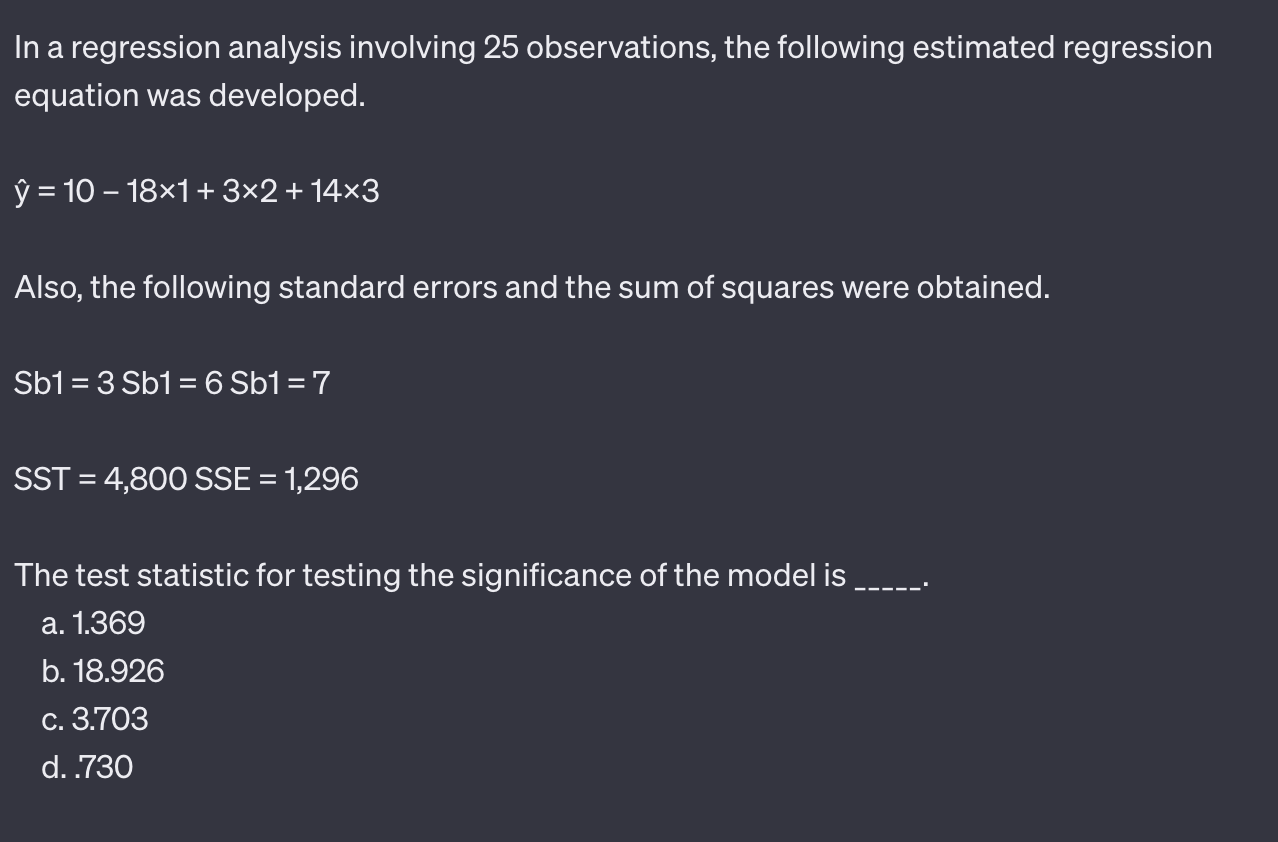 Solved In A Regression Analysis Involving 25 Observations 9568