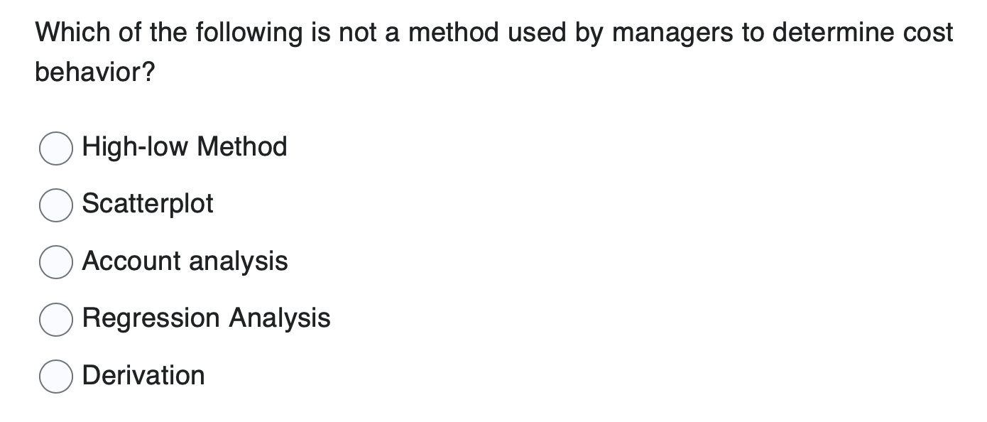 Solved Which Of The Following Is Not A Method Used By | Chegg.com