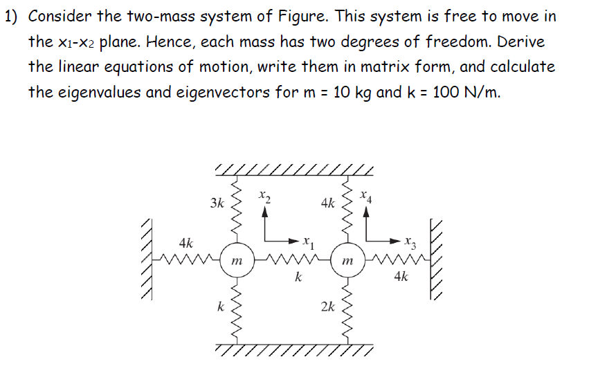 Solved 1) Consider The Two-mass System Of Figure. This | Chegg.com