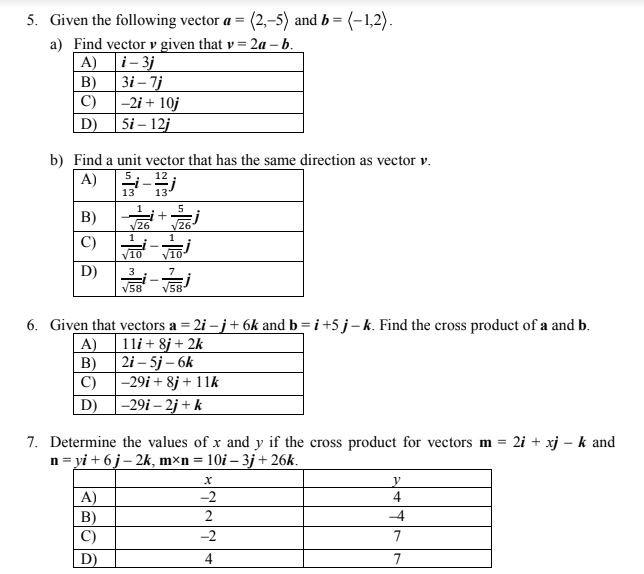 Solved 5. Given the following vector a = (2,-5) and b = | Chegg.com