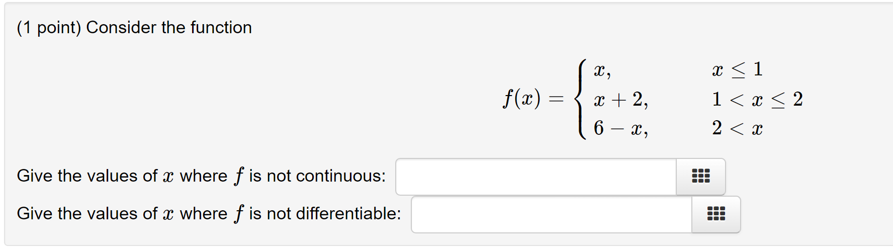 Solved (1 point) Consider the function | Chegg.com