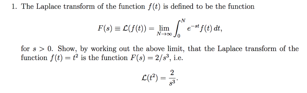 Solved 1 The Laplace Transform Of The Function F T Is D Chegg Com