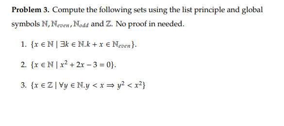 Solved Problem 3. Compute the following sets using the list | Chegg.com