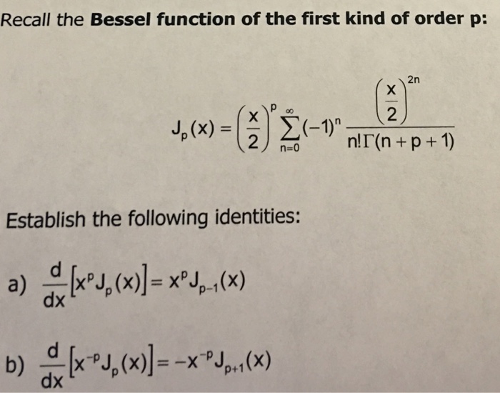 Solved Recall the Bessel function of the first kind of order | Chegg.com