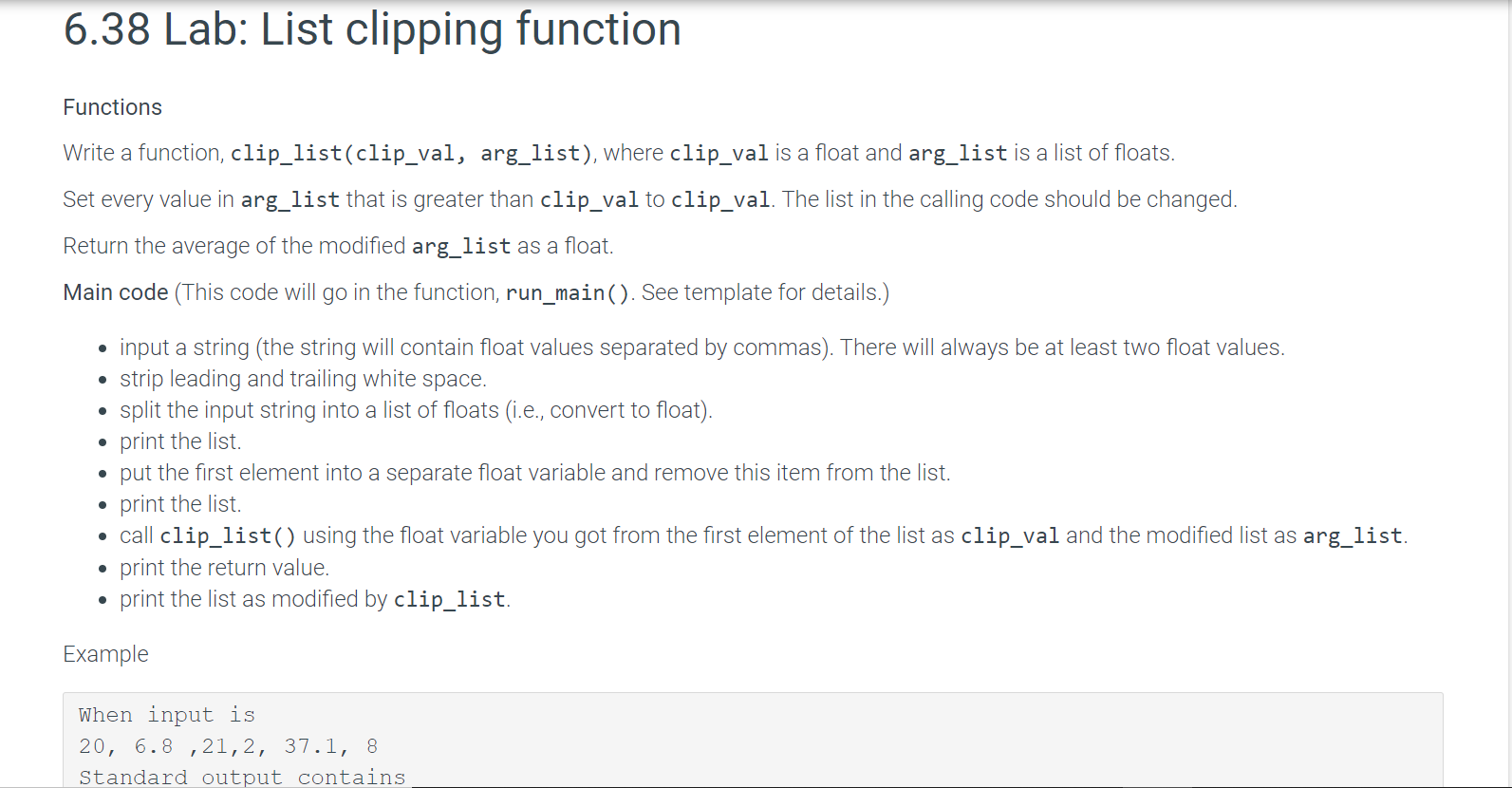 Solved 6.38 Lab: List clipping function Functions . Write a | Chegg.com
