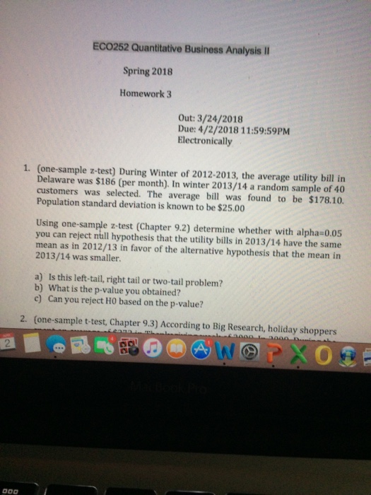 Solved ECO252 Quantitative Business Analysis lI Spring 2018 | Chegg.com