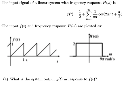 Solved The input signal of a linear system with frequency | Chegg.com