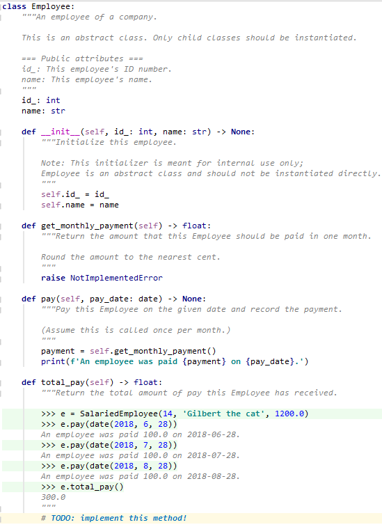 Solved: USE PYTHON LANGUAGEclass Employee: 