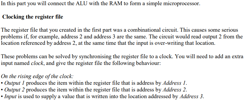 Solved In this part you will connect the ALU with the RAM to | Chegg.com